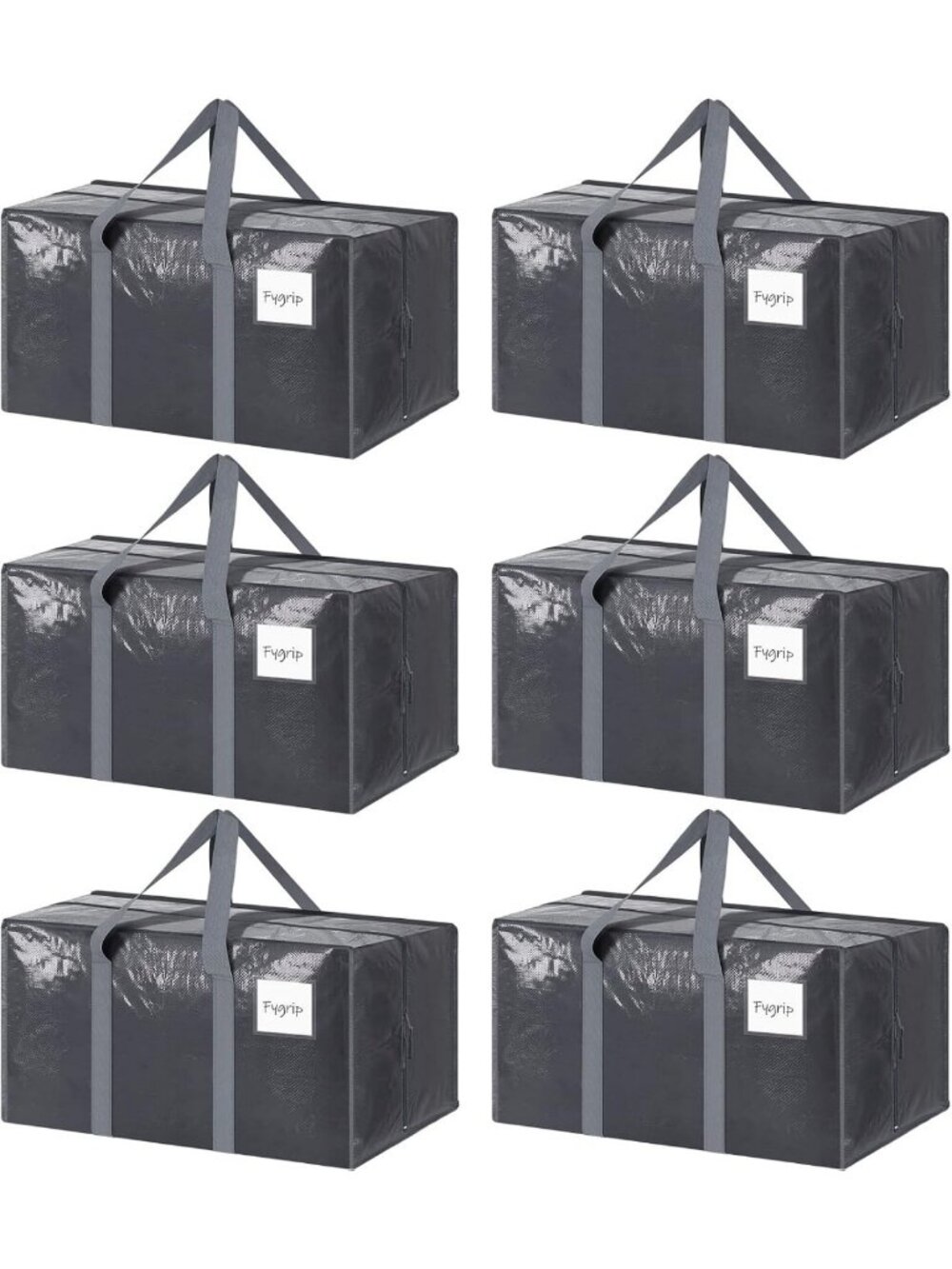 6 Pack Heavy Duty Large Moving Bags with Strong Zipper - Durable Storage